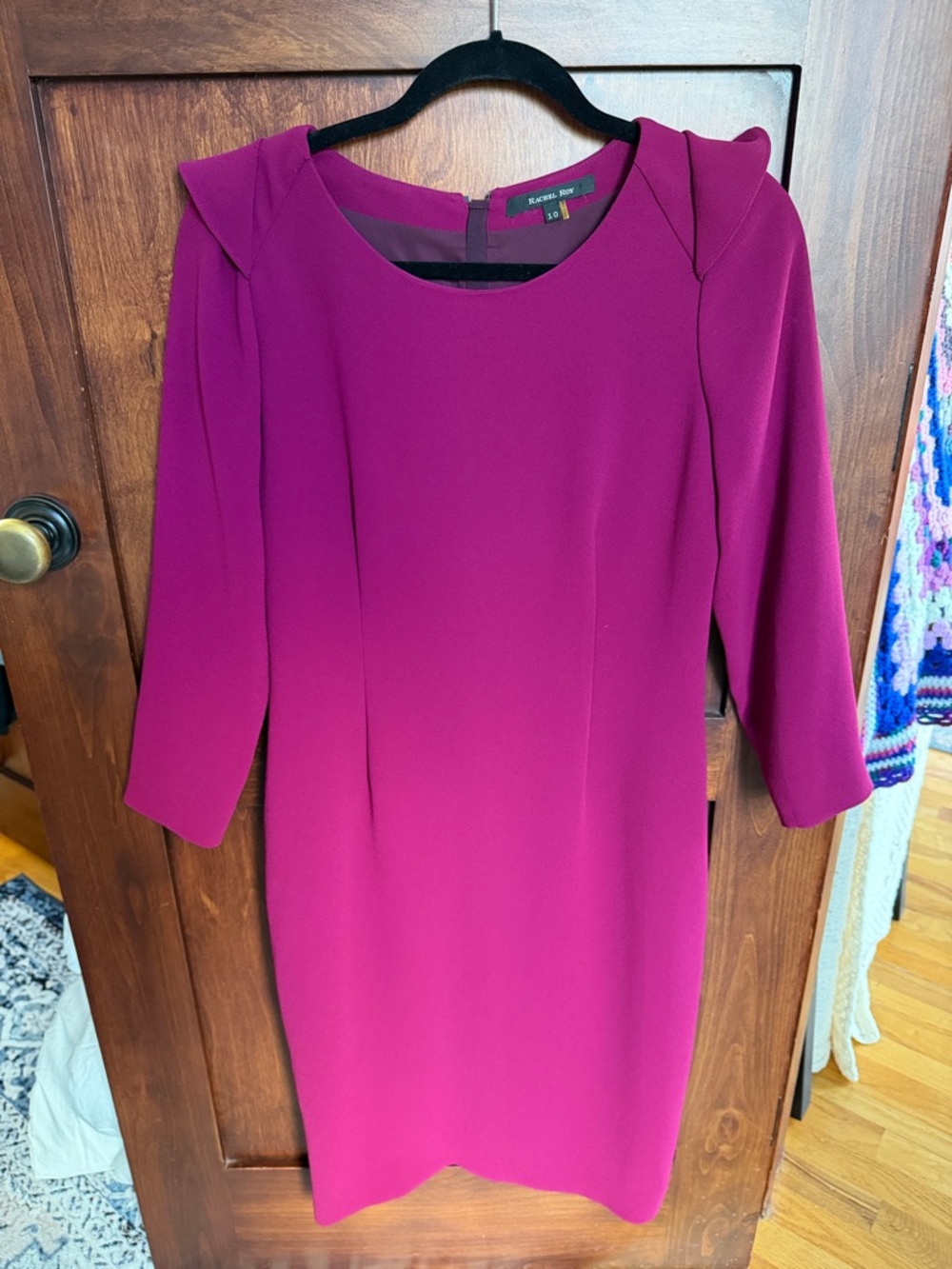 Rachel Roy Magenta Sheath Dress With Capelet Shoulder Detail